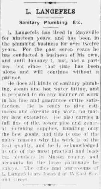 L. Langefels, Sanitary Plumbing, Etc.